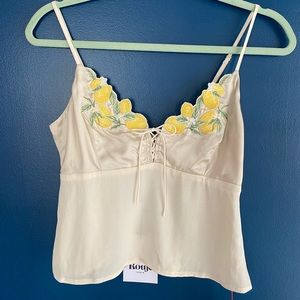 Rouje Paris silky Camisole with Lemon Designs